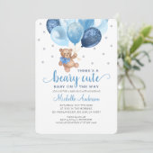Teddy Bear Beary Cute Baby shower Invitation Kaart (Staand voorkant)