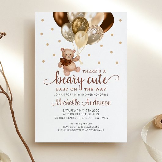 Teddy Bear Beary Cute Baby shower Invitation Kaart