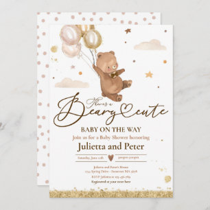 Teddy Bear Beary Cute Gender Neutral Baby shower Kaart