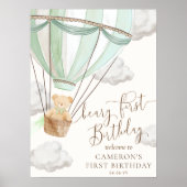 Teddy Bear Beary Mint eerste verjaardag welkomstbo Poster (Voorkant)