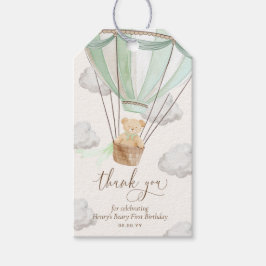 Teddy Bear Bedankt Beary Mint eerste verjaardag Cadeaulabel