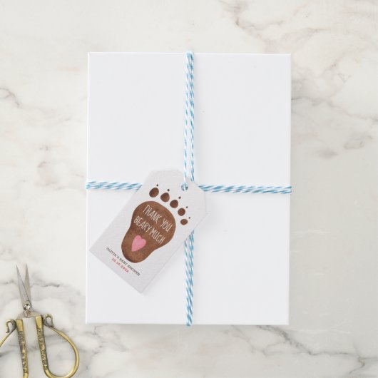Teddy Bear bedankt je veel Baby shower Cadeaulabel (Met Touw)