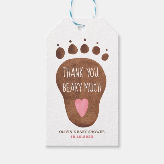 Teddy Bear bedankt je veel Baby shower Cadeaulabel (Voorkant)