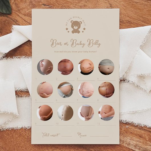 Teddy Bear Beer of Baby Belly Baby shower spel