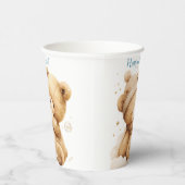 Teddy Bear Beige Ballon Verjaardag Papieren Bekers (Rechts)