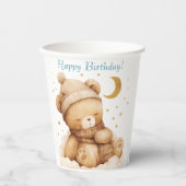 Teddy Bear Beige Ballon Verjaardag Papieren Bekers (Voorkant)
