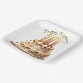 Teddy Bear Beige Ballon Verjaardag Papieren Bordje (Gebogen)