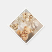 Teddy Bear Beige Ballon Verjaardag Servet (Hoek)