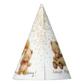 Teddy Bear Beige Moon Verjaardag Feesthoedjes (Achterkant)