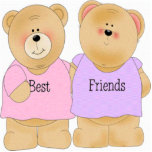 Teddy Bear Best Friends Sculpture Staand Fotobeeldje<br><div class="desc">Teddy Bear Best Friends Sculpture one heeft een roze shirt dat zegt: Best het andere beer heeft een paars shirt en het zegt Vrienden dat het leuk is</div>