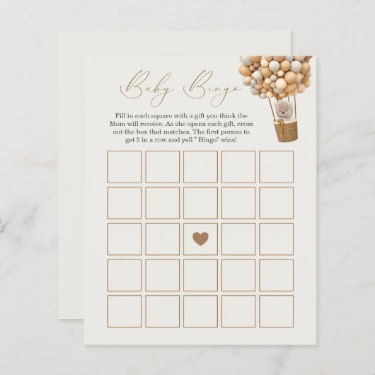 Teddy Bear Bingo Baby shower Game (Voorkant / Achterkant)