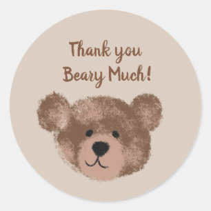 Teddy Bear Birthday Baby shower Favor Dank je Ronde Sticker