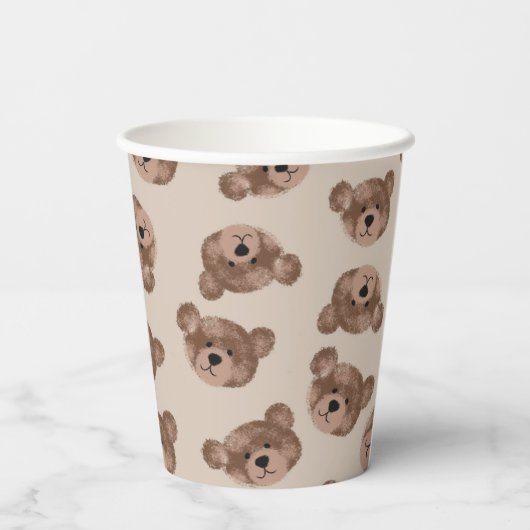 Teddy Bear Birthday Baby shower Paper Papieren Bekers (Achterkant)