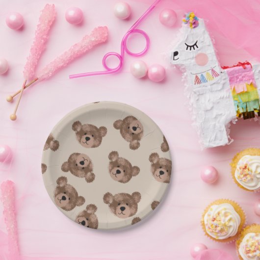 Teddy Bear Birthday Baby shower Papieren Bordje (Feest)