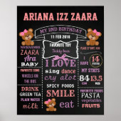 Teddy Bear Birthday-bordbord poster (Voorkant)