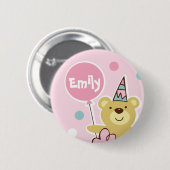 Teddy Bear Birthday Button - Gepersonaliseerd (Voorkant /achterkant)
