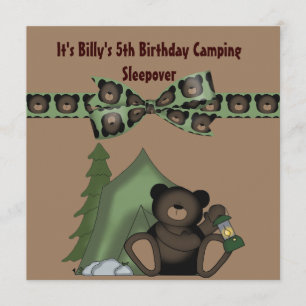 Teddy Bear Birthday Camp Sleepover Kaart