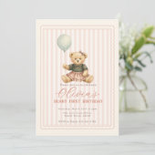 Teddy Bear Birthday Invitation Kaart (Staand voorkant)