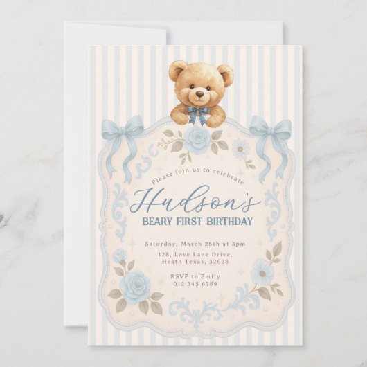Teddy Bear Birthday Invitation Kaart (Voorkant)