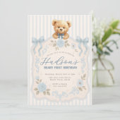 Teddy Bear Birthday Invitation Kaart (Staand voorkant)