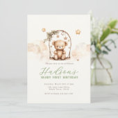 Teddy Bear Birthday Invitation Kaart (Staand voorkant)