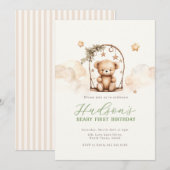 Teddy Bear Birthday Invitation Kaart (Voorkant / Achterkant)