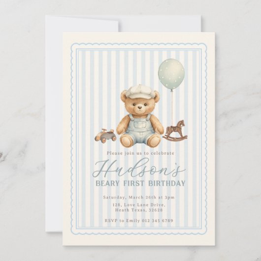 Teddy Bear Birthday Invitation Kaart (Voorkant)
