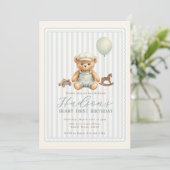 Teddy Bear Birthday Invitation Kaart (Staand voorkant)