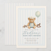 Teddy Bear Birthday Invitation Kaart (Voorkant / Achterkant)