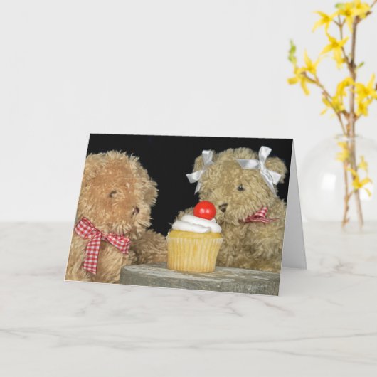 Teddy Bear Birthday Kaart (Gele Bloem)