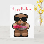 Teddy Bear Birthday Kaart (Gele Bloem)