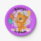 Teddy Bear Birthday Papieren Bordje (Voorkant)