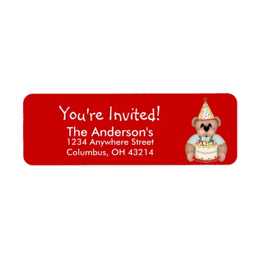 Teddy Bear Birthday Party Address Labels (Voorkant)
