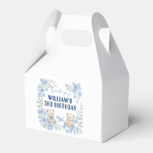 Teddy Bear Birthday Party Bedankdoosjes (Achterkant)