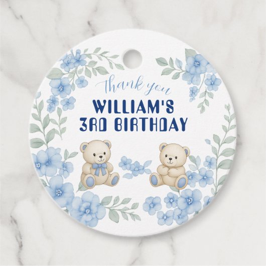Teddy Bear Birthday Party Bedankjes Labels (Voorkant)