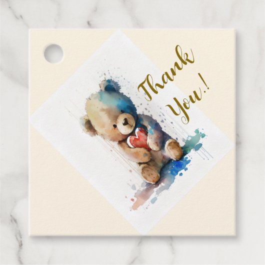 Teddy Bear Birthday Party Bedankjes Labels (Voorkant)