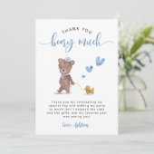 Teddy Bear Birthday Party Blue Bedankkaart (Staand voorkant)