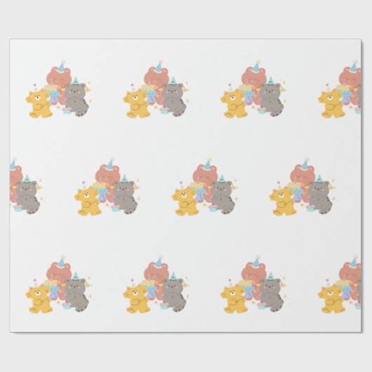 Teddy Bear Birthday Party  Cadeaupapier (Vlak)