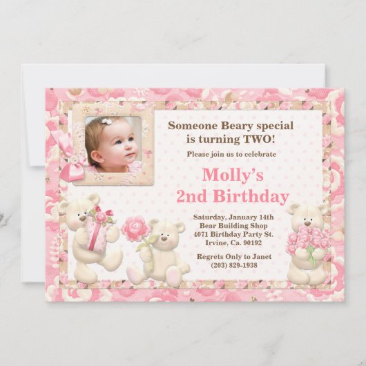 Teddy Bear Birthday Party Invitation Kaart