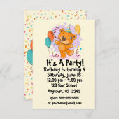 Teddy Bear Birthday Party Invitation Kaart (Voorkant / Achterkant)