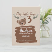 Teddy Bear Birthday Party Invitation Kaart (Staand voorkant)