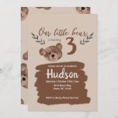 Teddy Bear Birthday Party Invitation Kaart (Voorkant / Achterkant)