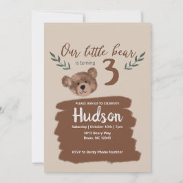 Teddy Bear Birthday Party Invitation Kaart