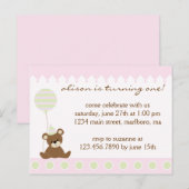 Teddy Bear Birthday Party Invitation Uitnodiging Briefkaart (Voorkant / Achterkant)