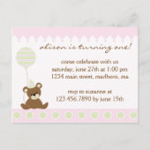 Teddy Bear Birthday Party Invitation Uitnodiging Briefkaart (Voorkant)
