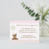 Teddy Bear Birthday Party Invitation Uitnodiging Briefkaart (Staand voorkant)