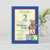 Teddy Bear Birthday Party Kaart (Staand voorkant)