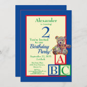 Teddy Bear Birthday Party Kaart (Voorkant / Achterkant)