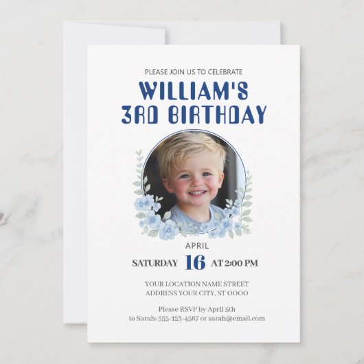 Teddy Bear Birthday Party Kaart (Achterkant)