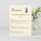 Teddy Bear Birthday Party Menu (Staand voorkant)